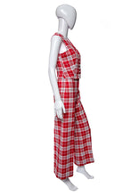Load image into Gallery viewer, 1970&#39;s Red and White Plaid Three Piece Suit Size S
