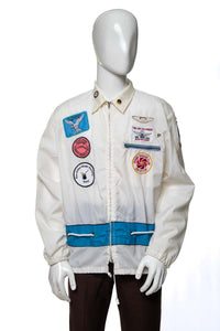 1960's White Patch and Pin Zip-Up Jacket Size L