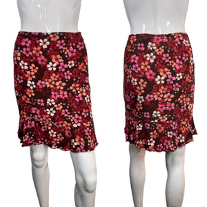 1990's Ann Taylor Floral Rayon Mini Skirt Size S