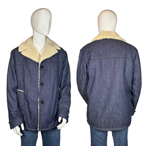 1970's Sherpa Lined "Raritan Sportswear" Denim Coat - Size XL