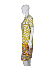 Load image into Gallery viewer, Yellow and white patterned dress on a mannequin
