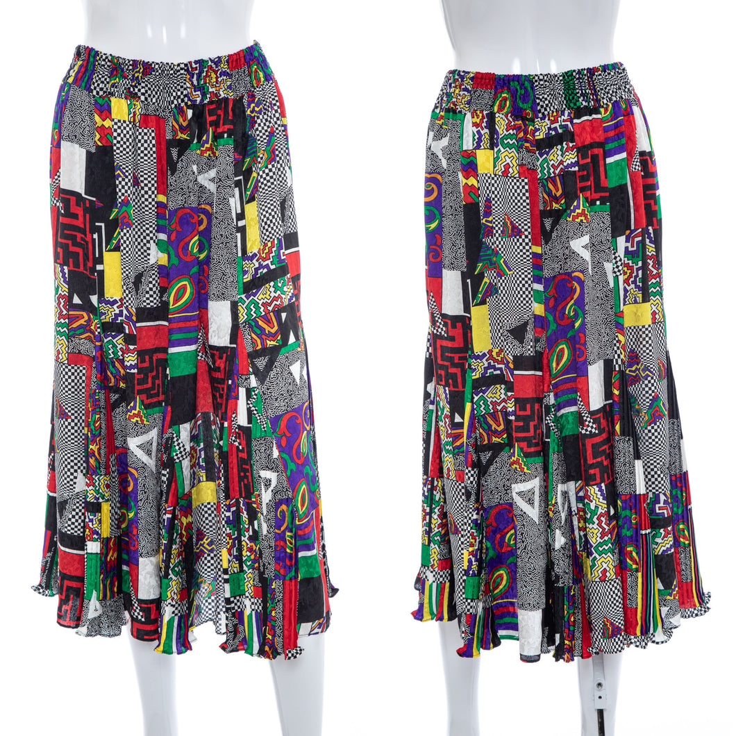 1980's Multicolor Funky Graphic Print Skirt Size M/L