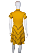 Load image into Gallery viewer, 1940&#39;s Yellow and Brown Knit Day Dress Size S
