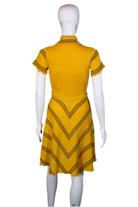 1940's Yellow and Brown Knit Day Dress Size S