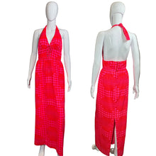 Load image into Gallery viewer, 1970&#39;s Neon Polka Dot Halter Maxi Dress - Size S
