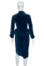 Load image into Gallery viewer, 1940&#39;s Blue Velvet Skirt Suit - Size XS
