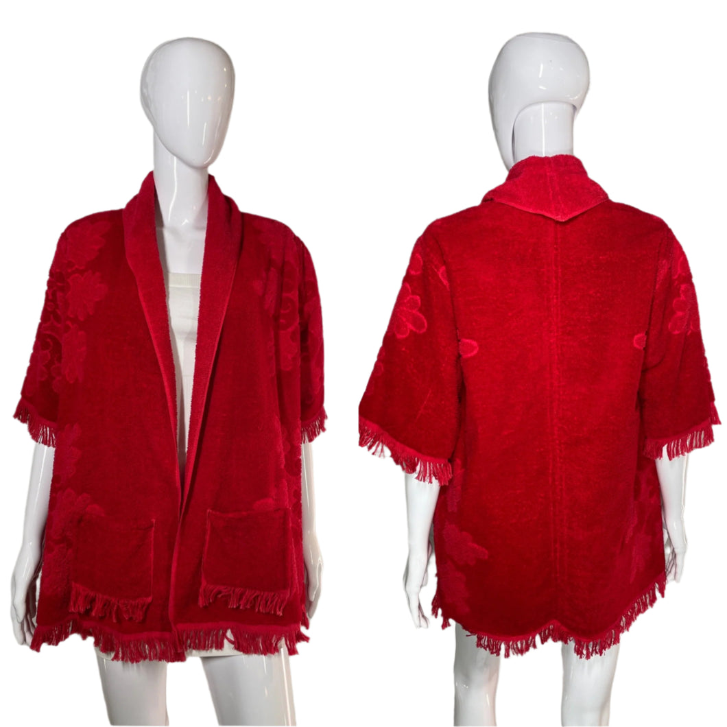 1970's Red Terrycloth Towel Robe Size M