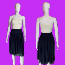 Load image into Gallery viewer, 2000s Lauren Ralph Lauren Navy Pleated Silk Chiffon Midi Skirt – Size XXL
