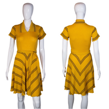 Load image into Gallery viewer, 1940&#39;s Yellow and Brown Knit Day Dress Size S
