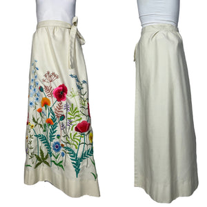 1970's Floral Embroidered Wrap Skirt Size S