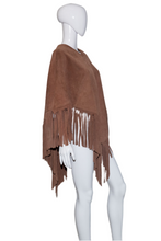 Load image into Gallery viewer, 1970&#39;s Fringed Leather Poncho - One Size
