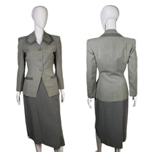 Load image into Gallery viewer, 1940&#39;s Two Tone Gray Switzer&#39;s Skirt Suit Size S
