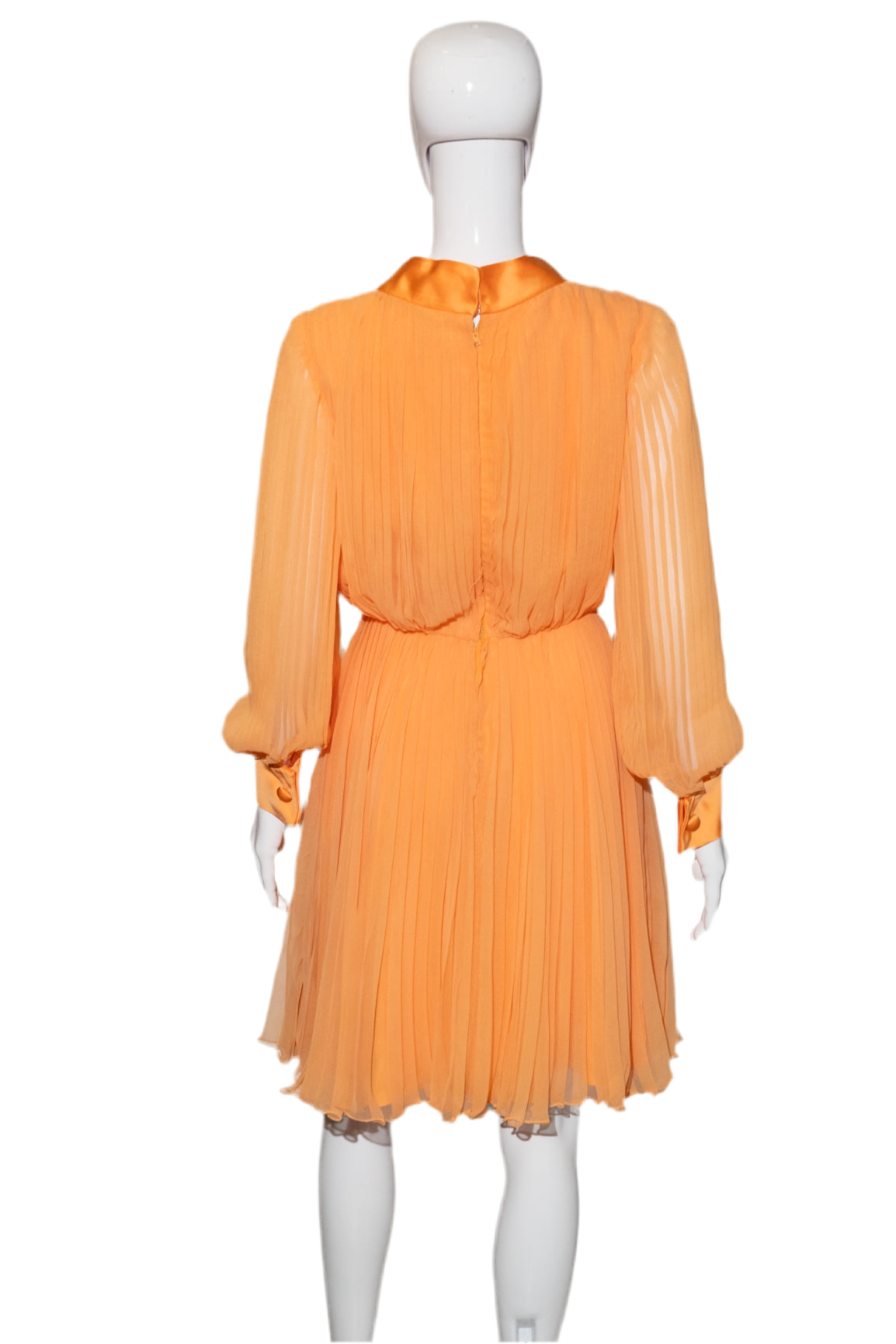 1960s Pleated Orange Chiffon Party Dress – Size S – Antique Sugar