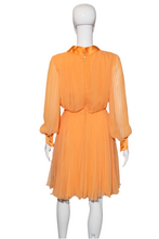 Load image into Gallery viewer, 1960&#39;s Pleated Orange Chiffon Party Dress Size S
