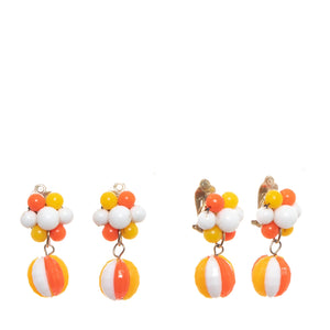 1960's Orange and White Mod Clip-On Earrings