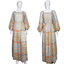 Load image into Gallery viewer, 1970's Rainbow Floral Maxi Dress Size S/M
