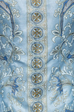 Load image into Gallery viewer, 1960&#39;s Blue Painted Alfred Shaheen Bell Sleeve Dress - Size S
