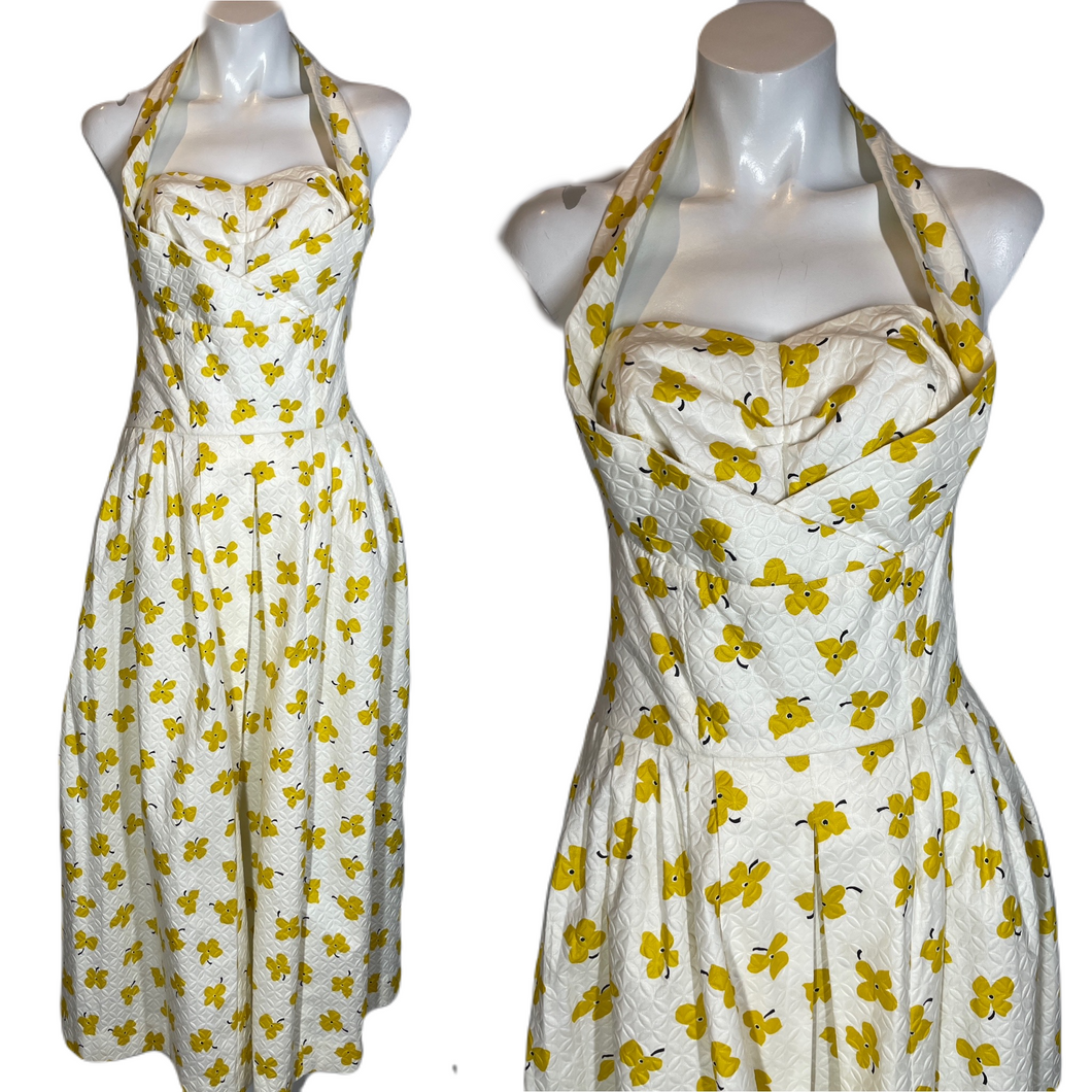 1960's Floral Party Dress with Wrap Size M