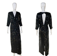 Load image into Gallery viewer, 1980’s Glittering Oleg Cassini Black Sequin Gown Size M
