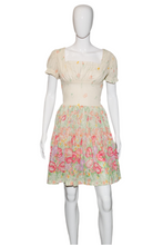 Load image into Gallery viewer, 1960&#39;s Floral Rayon Jersey Garden Party Dress Size S

