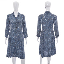 Load image into Gallery viewer, 1940&#39;s Blue and White Blueberry Print Dress Size L
