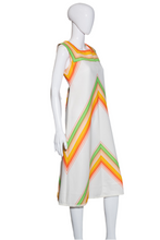 Load image into Gallery viewer, 1970&#39;s Chevron Striped Summer Dress - Size L
