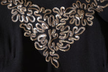 Load image into Gallery viewer, 1940&#39;s Black Rayon Sequined Evening Dress Size M
