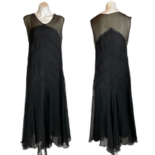 Load image into Gallery viewer, 1920&#39;S Black lace and Chiffon Flapper Dress Size M
