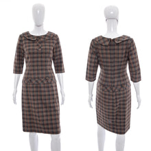 Load image into Gallery viewer, 1950&#39;s Carl Nattal Brown Plaid Wool Dress Size S/M
