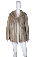 Load image into Gallery viewer, 1960&#39;s Gray Leather and Fur Coat size XL
