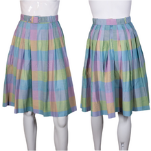 Load image into Gallery viewer, 1980&#39;s Pastel Plaid Pleated Skirt Size S
