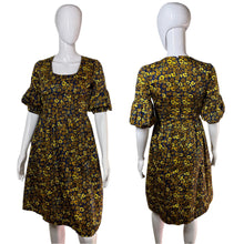 Load image into Gallery viewer, 1960&#39;s Navy and Yellow Floral Dress Size S
