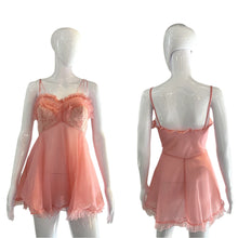 Load image into Gallery viewer, 1960&#39;s Pink Chiffon and Lace Babydoll Nightie Size M/L
