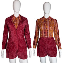 Load image into Gallery viewer, 1960's Mod Crushed Velvet Romper and Jacket Set - Size S
