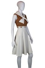 Load image into Gallery viewer, 1960&#39;s White and Tan Sailor Dress  S
