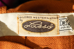 1950's Orange Linen Lasso Western Pants - Size S