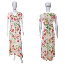 Load image into Gallery viewer, 1970&#39;s Ko-Mai by Dael&#39;s White and Multicolor Floral Print Maxi Dress Size S
