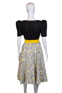 1980's Daisy Print Party Dress Size S