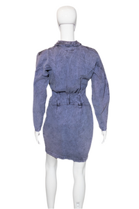 1980's Purple Acid Washed Denim Dress Size S