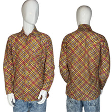 Load image into Gallery viewer, Plaid shirt on a mannequin with a gray background
