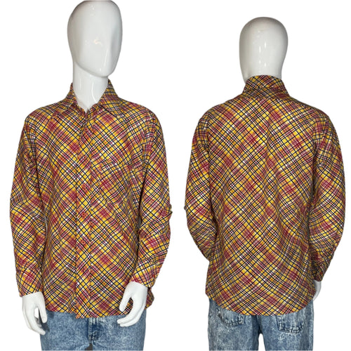 Plaid shirt on a mannequin with a gray background