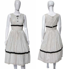 Load image into Gallery viewer, 1960&#39;s White &amp; Black Pinstriped Cotton Party Dress Size S
