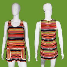 Load image into Gallery viewer, Colorful striped dress on a mannequin 
