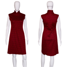 Load image into Gallery viewer, 1960&#39;s Red and Black Knit Cheongsam Asian Cut Dress Size M
