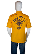 Load image into Gallery viewer, 1970&#39;s Yellow Polyester Pullover Bowling Shirt Size M
