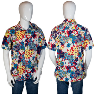 1970's Bold Floral Men's Shirt Size L