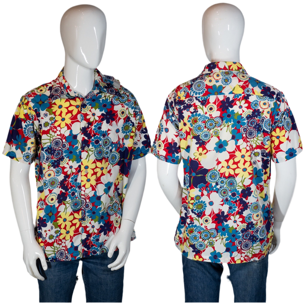 1970's Bold Floral Men's Shirt Size L