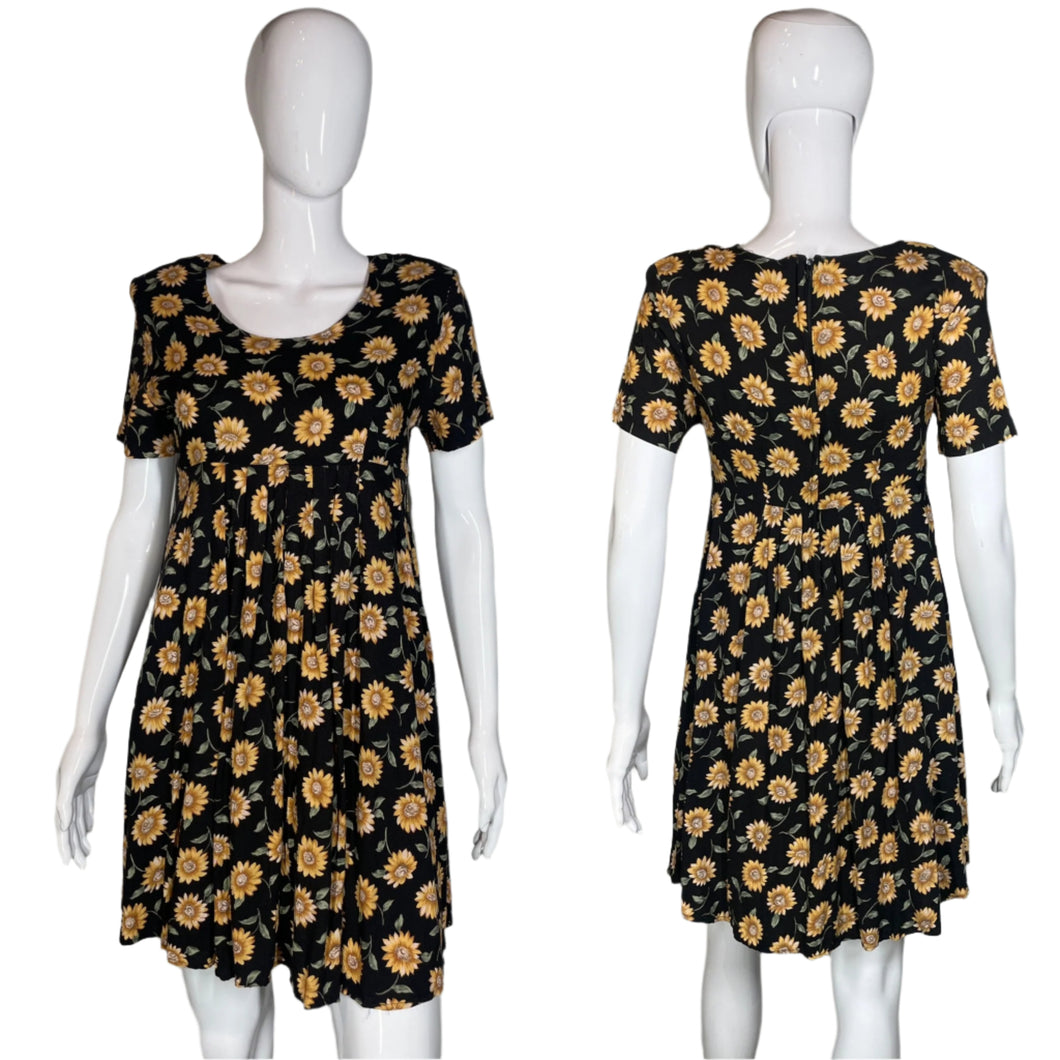 1990's Sunflower Baby Doll Dress Size M