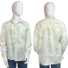 Load image into Gallery viewer, 1970&#39;s White and Green Cotton Novelty Vacation Print Shirt - Size L
