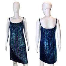 Load image into Gallery viewer, 1960&#39;s Striped Sequin Gene Shelley Cocktail Dress Size M
